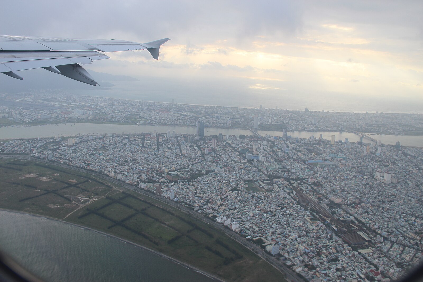 Aerial view of Da Nang, Vietnam — coastline and Son Tra peninsula